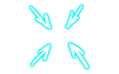 Glowing Cyan Neon Arrow Set with Transparent Background PNG