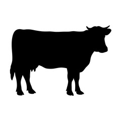 Cow silhouette vector image of farm animal livestock cattle dairy beef illustration graphic design