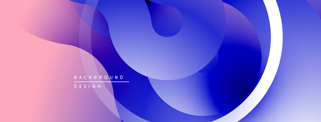 Abstract fluid shapes, vibrant colors blend. Gradient pink, purple, blue create modern design. Smooth curves, dynamic composition.