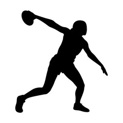 Silhouette of discus thrower athlete in action throwing sport competition athletics event olympics