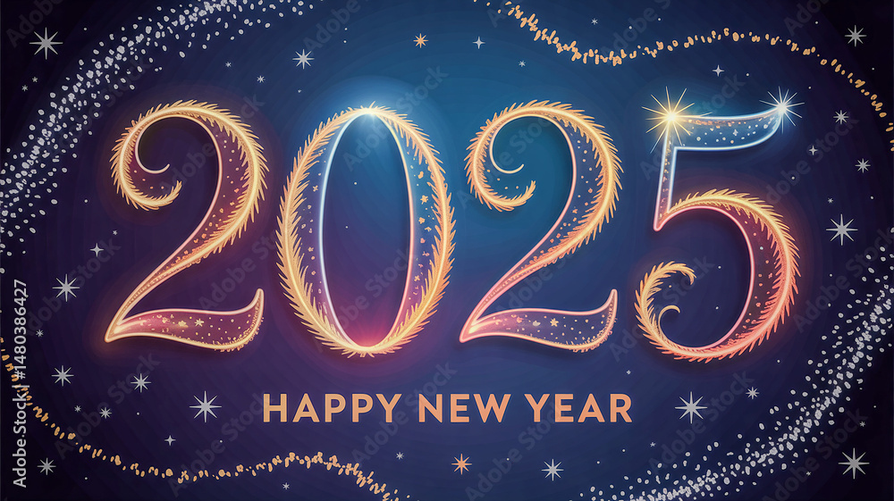 Poster happy new year 5 combustion sparkly text 5 as a design element for greeting calling card and holiday