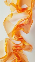 Fototapeta premium Abstract Minimalist Ribbons in Sunset Orange and Yellow on White Background