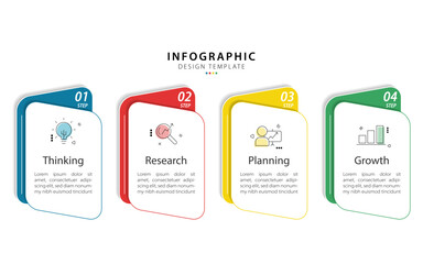Business infographic template. 4 Step timeline journey. Process diagram, 4 options on white background, Infograph elements vector illustration.
