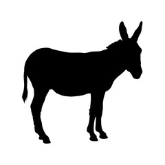 Black donkey silhouette vector illustration farm animal mule equine burro clip art image design graphic