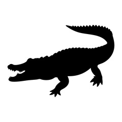 Silhouette alligator vector image reptile predator wildlife animal danger swamp black shape graphic