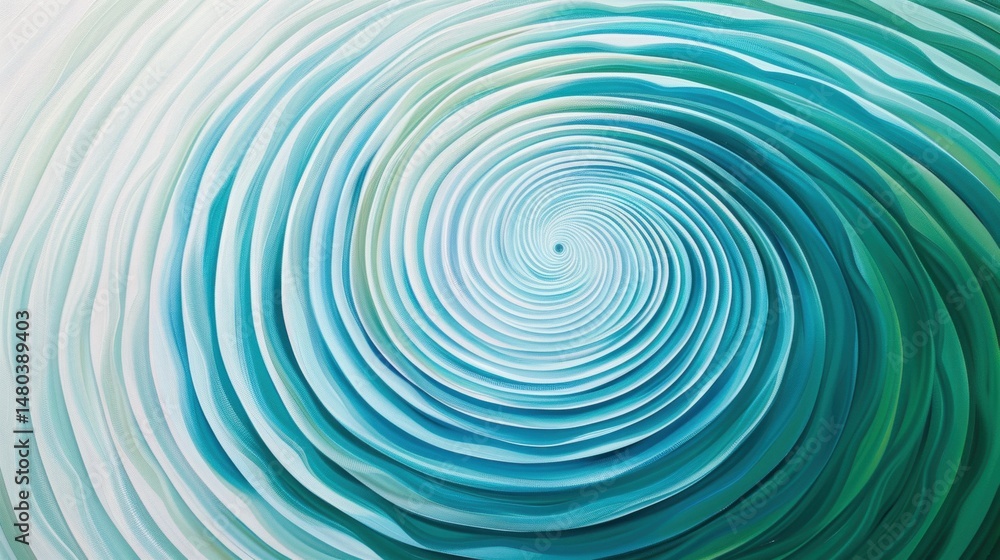 Aufkleber calming concentric circular patterns in blue and green gradients on white canvas