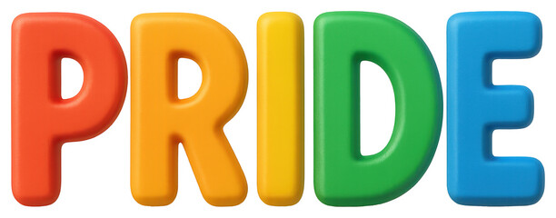 Cute colorful pride text illustration png transparent sticker 3d graphic design