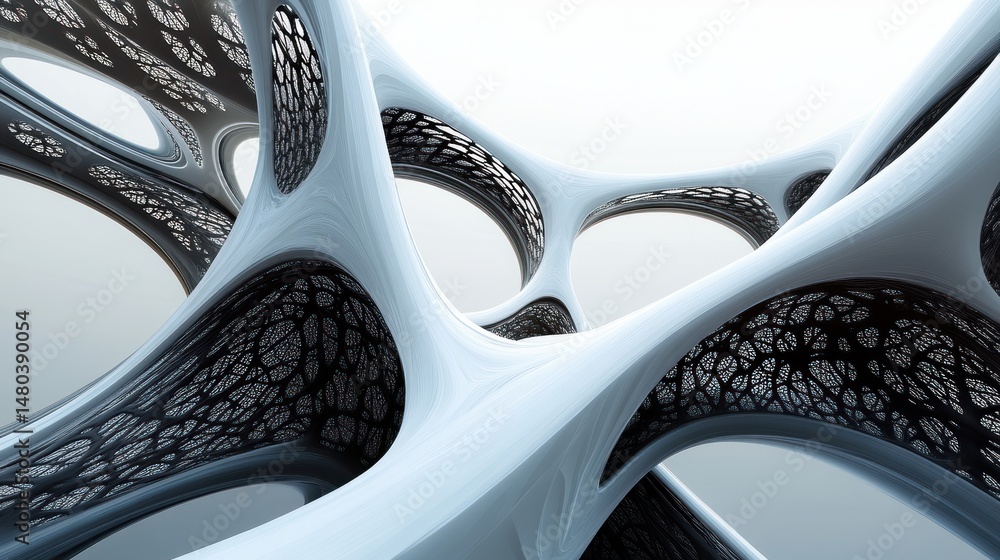 Aufkleber intricate architectural abstraction featuring organic shapes and cellular patterns