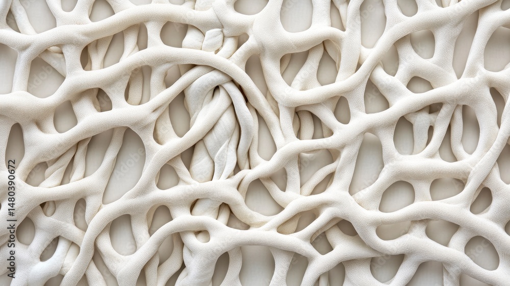 Poster Abstract white clay texture with intricate network pattern, resembling veins or roots.