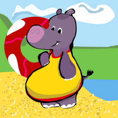 Hipopotam – ilustracja wektorowa © Laura