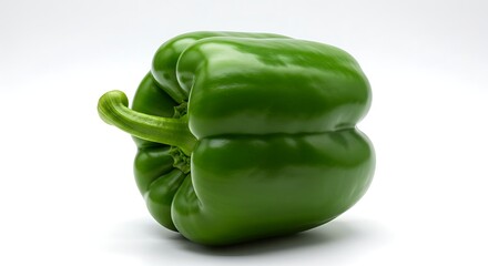 Vibrant Green Bell Pepper Isolated on White Background Fresh Vegetable Produce Food Photography