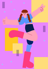 confident woman posing with prosthetic leg, empowerment, and self-confidence lifestyle concept, flat vector illustration