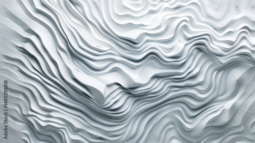 Poster monochrome abstract rippling lines resembling waves or topographic maps
