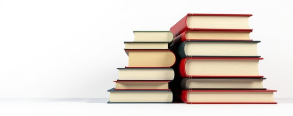 Pile of various books isolated on white backdrop, reading, stack, learning