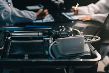 Team of professional doctors having meeting in office