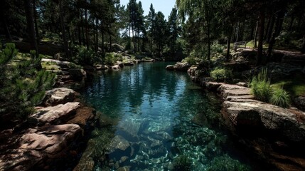 Fototapeta premium Scenic forest lake landscape