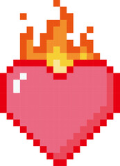 Fototapeta premium Pixel Flaming Heart