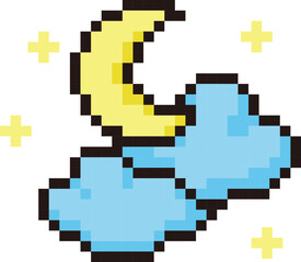 Pixel Moon and Clouds