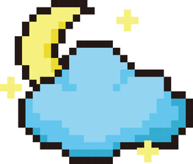 Pixel Moon and Clouds