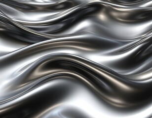 Smooth metallic waves forming an abstract flowing pattern.