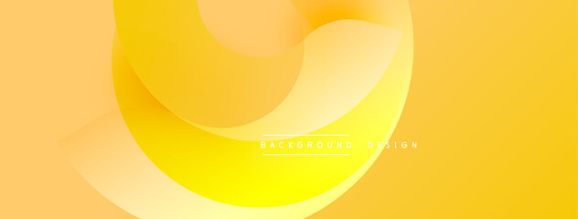 Abstract yellow background. Overlapping shapes create dynamic flow, soft gradients, modern design. Minimalist aesthetic, warm tones present.