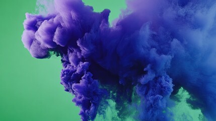Fototapeta premium Ethereal purple smoke billowing against a vibrant chartreuse backdrop