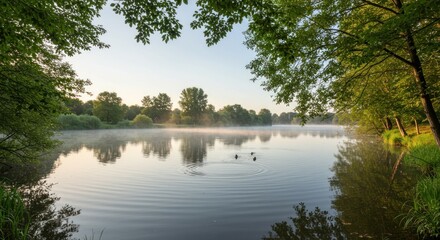 Fototapeta premium Morning lake view, photo