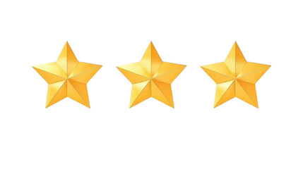 Obraz premium Three Shiny Golden Stars Isolated on White Background for Festive and Decorative Design