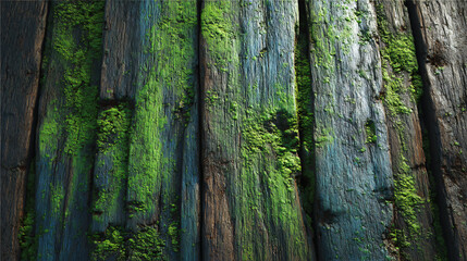 Obraz premium textured wood and green harmony