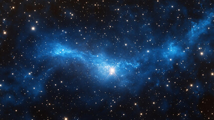 Fototapeta premium Stunning depiction of a luminous blue nebula amidst a field of distant stars