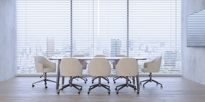 Meeting room in office modern style.City view.3d rendering