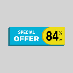 Special offer 84% sale banner. icon Vector illustration discount off on white background
