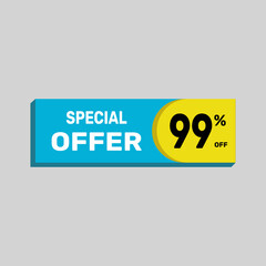 Special offer 99% sale banner. icon Vector illustration discount off on white background