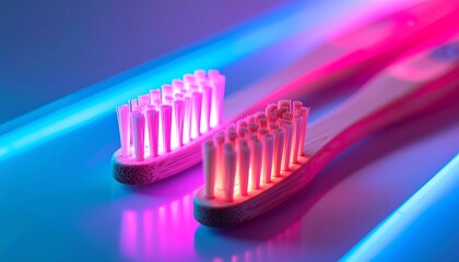 Modern toothbrush design with vibrant glow effect, showcasing innovation in dental hygiene products