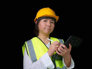 factory woman workers or technicians civil Engineer or Architecture project management using tablet at work.