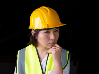 factory woman workers or technicians civil Engineer or Architecture project management thinking idea decision plan.