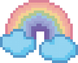 Fototapeta premium Pixel Rainbow and Clouds