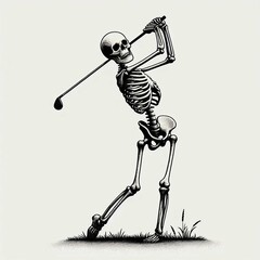 Skeletal Golfer A Humorous Illustration of Undead Sportsmanship