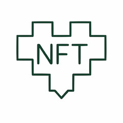 Obraz premium Abstract pixelated heart representing digital NFT art. Simplified blocky style