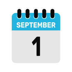 september 1 calendar icon Vector page month design illustration