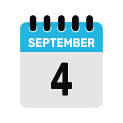 september 4 calendar icon Vector page month design illustration