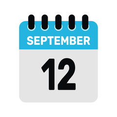 september 12 calendar icon Vector page month design illustration