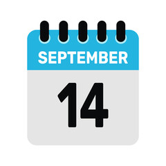 september 14 calendar icon Vector page month design illustration