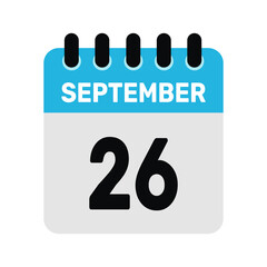 september 26 calendar icon Vector page month design illustration