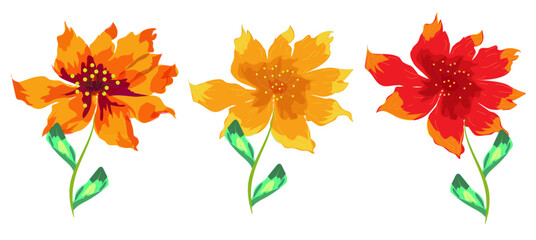 Multicolored hand drawn flowers for wall, banner, fabric decoration. Can be used for promotional t-shirts, banner prints, posters, covers.
