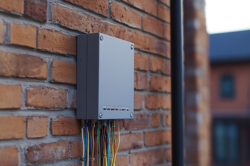 Electrical Box Mounted on Brick Wall with Exposed Wires