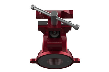 OPEN EXPAND Position, Multipurpose, Pipe Bench Vise, Table Pincers, Bench-Mounted, Red Vise, Securely Holding Materials, Various Tasks, Robust Metal Vise, Adjustable Jaws, Industrial Use, DIY Use, PNG