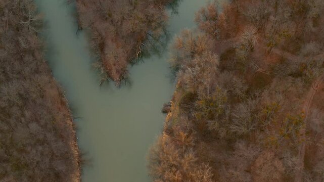 River Raba landscape drone footage from above