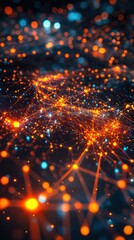 Obraz premium Abstract Network of Glowing Dots and Lines Connecting in a Complex System Close Up View