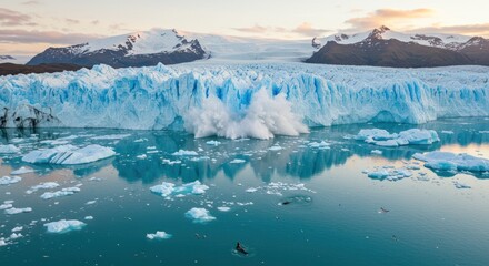 Glacier calving, landscape photos